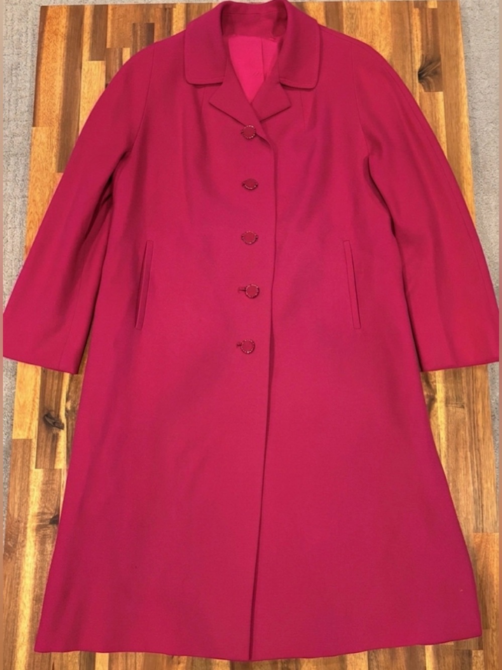 Vintage 60’s 70’s L.C. Mae California 100% Pure Wool Coat Mod Hot Pink M/L